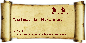 Maximovits Makabeus névjegykártya